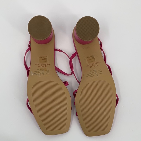 Abercrombie & Fitch strappy slide sandal shoe pink fuschia heel square toe 12 - Picture 6 of 7